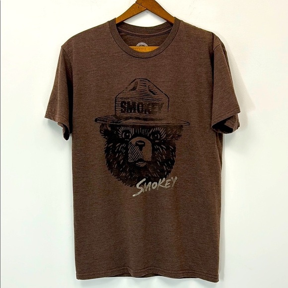 Smokey Bear Cotton Blend Tee Size Small Brown T-Shirt Forest Nature Park Ranger - Picture 1 of 6